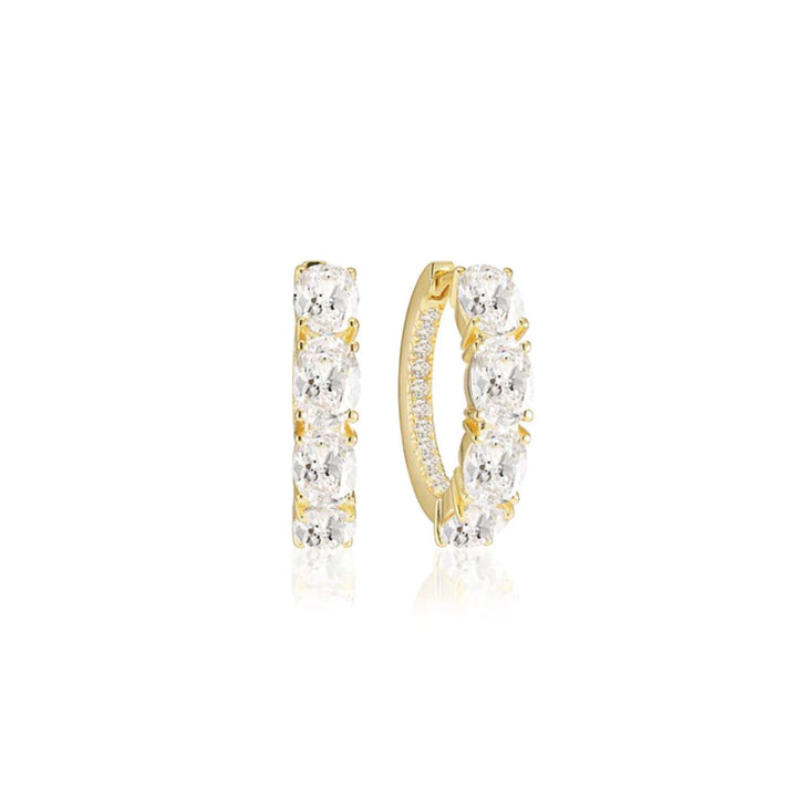 Sif Jakobs Ellisse Creolo Earrings - Gold with White Zirconia - SJ-E2315-CZ-YG