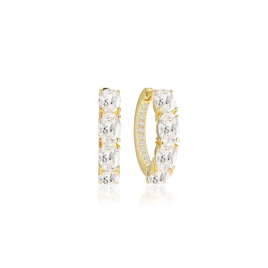 Sif Jakobs Ellisse Creolo Earrings - Gold with White Zirconia - SJ-E2315-CZ-YG