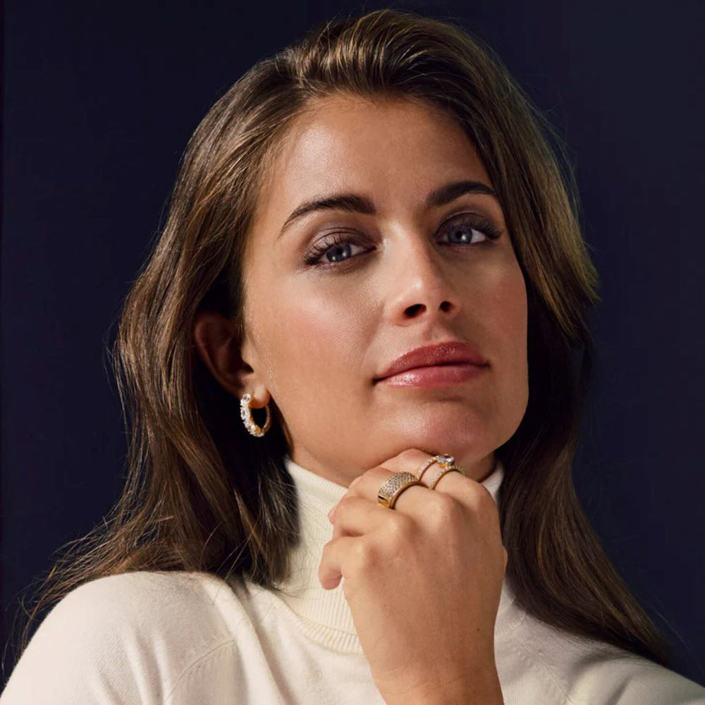 Sif Jakobs Ellisse Creolo Earrings - Gold with White Zirconia - SJ-E2315-CZ-YG