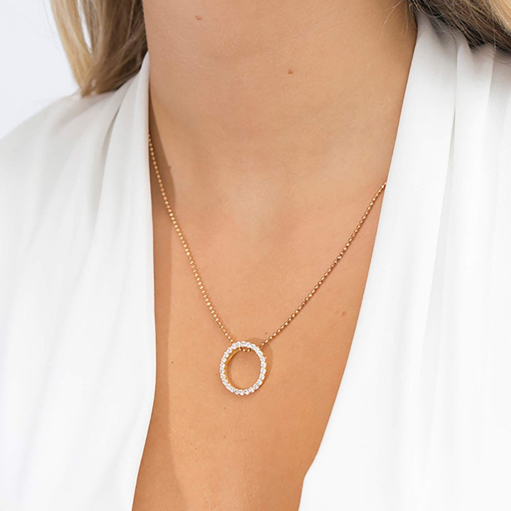 Niche Jewellery Sif Jakobs Biella Gold Pendant with White Zirconia detail