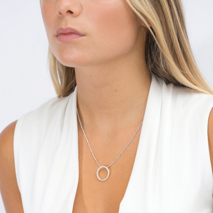 Niche Jewellery Sif Jakobs Biella Silver Pendant with White Zirconia detail