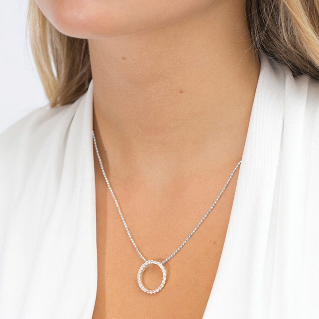 Niche Jewellery Sif Jakobs Biella Silver Pendant with White Zirconia detail