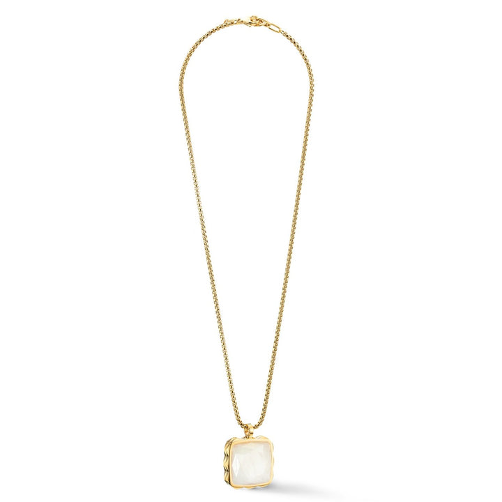 Coeur De Lion Necklace Amulet Spikes Square White Jade - Gold - 1200101416