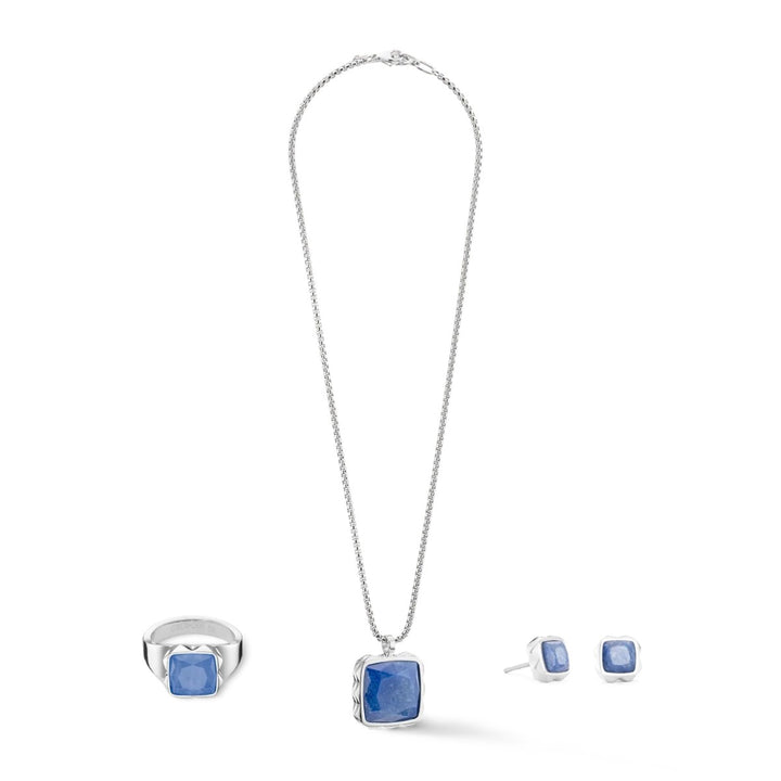 Coeur De Lion Spikes Square Earrings - Aventurine Silver Blue 1200210717