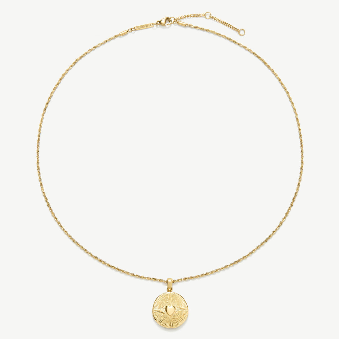 D.Louise Talisman Heart Gold Necklace close up