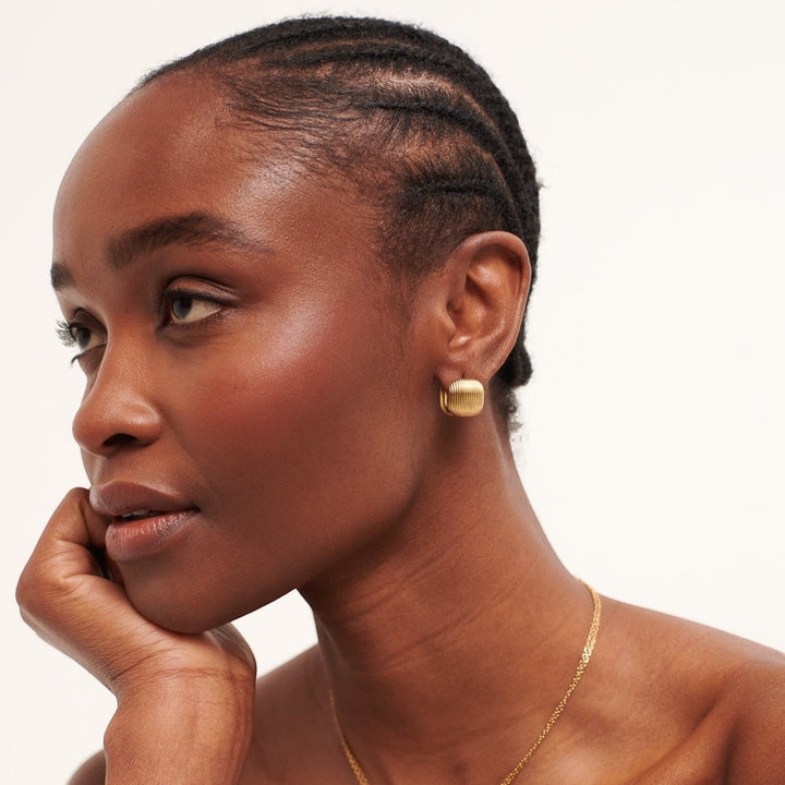 D.Louise Statement Square Gold Earrings detail view