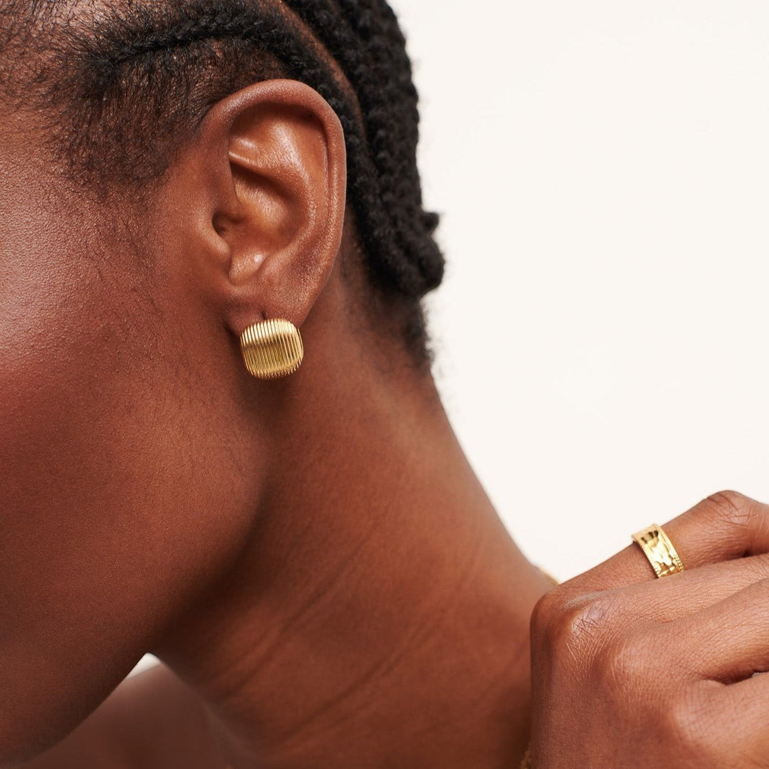 D.Louise Statement Square Gold Earrings product view