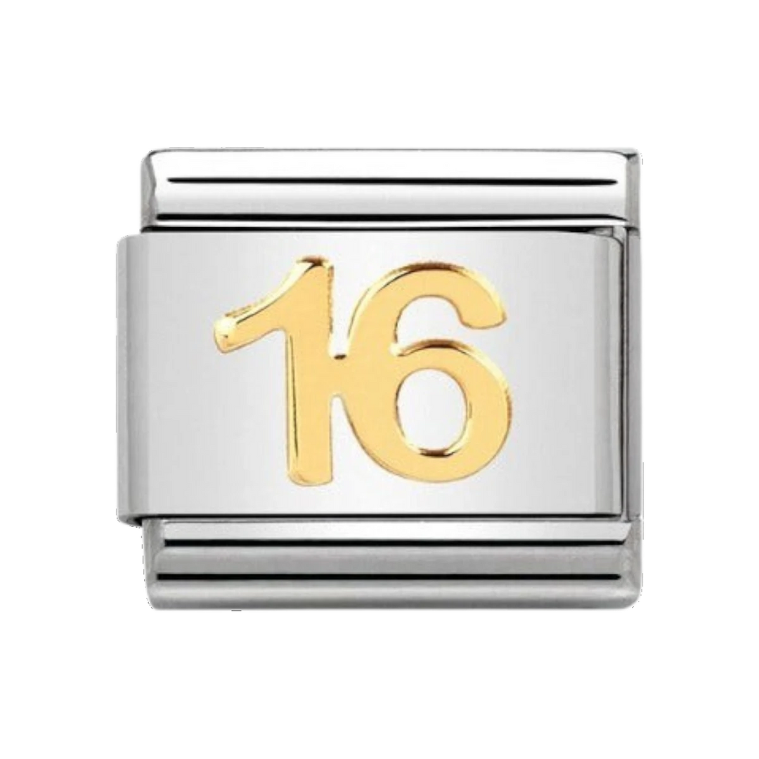 Nomination Classic Number 16 Charm - 18k Gold - 030109/35