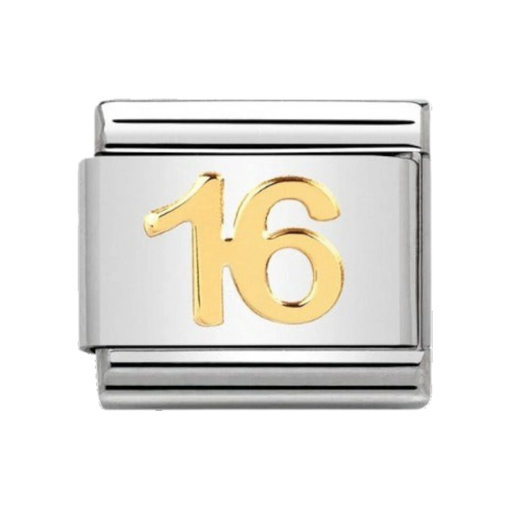 Nomination Classic Number 16 Charm - 18k Gold - 030109/35