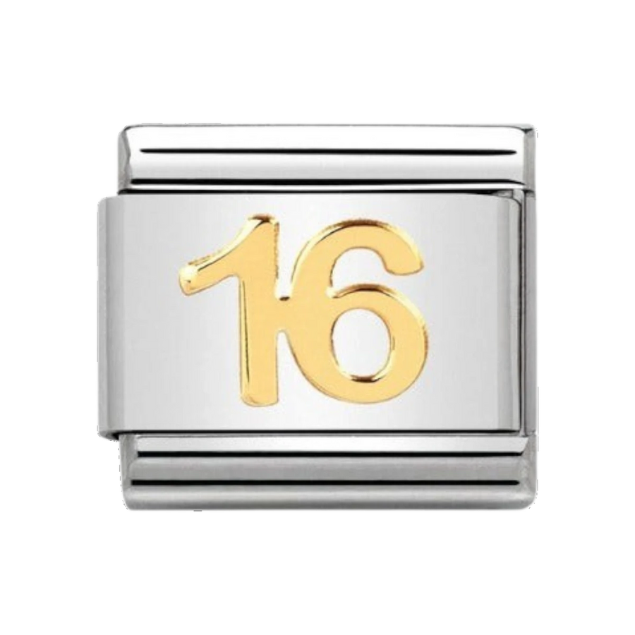 Nomination Classic Number 16 Charm - 18k Gold - 030109/35
