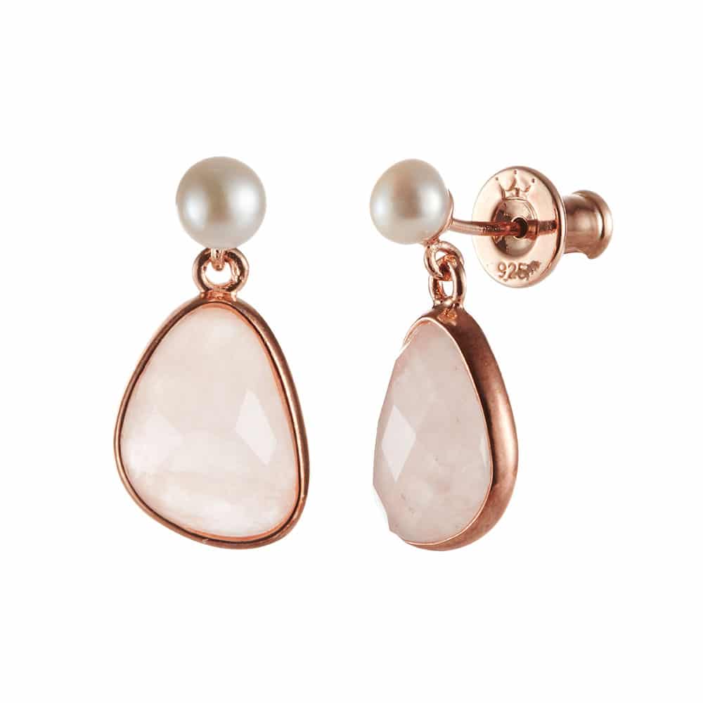 Sorel Rose Quartz Rose Gold Drop Earrings