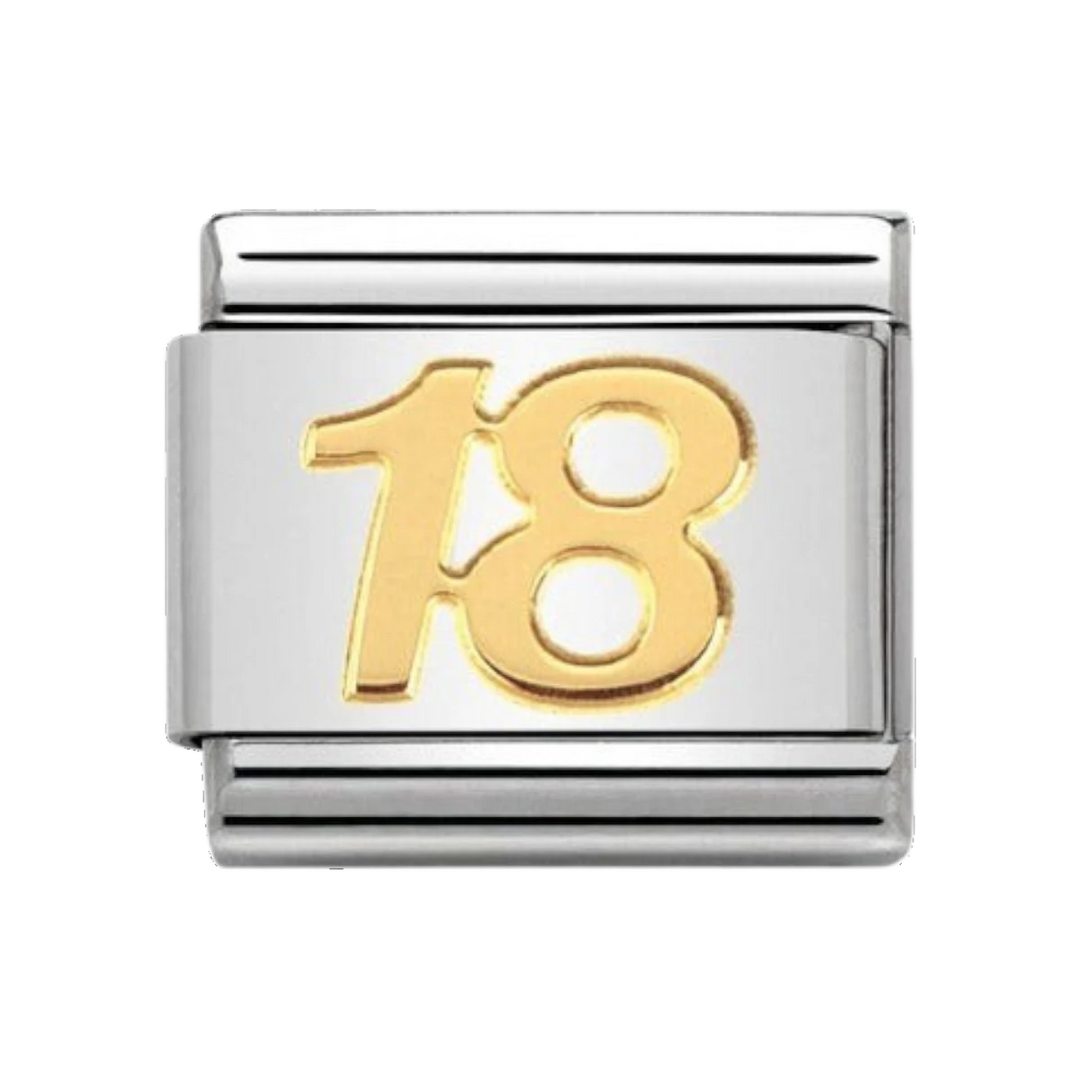 Nomination Classic Number 18 Charm - 18k Gold - 030109/34