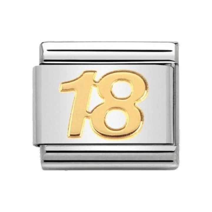 Nomination Classic Number 18 Charm - 18k Gold - 030109/34