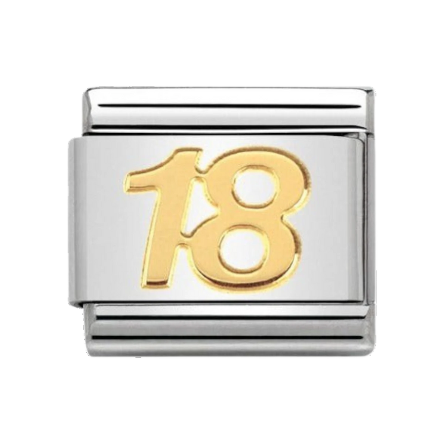 Nomination Classic Number 18 Charm - 18k Gold - 030109/34