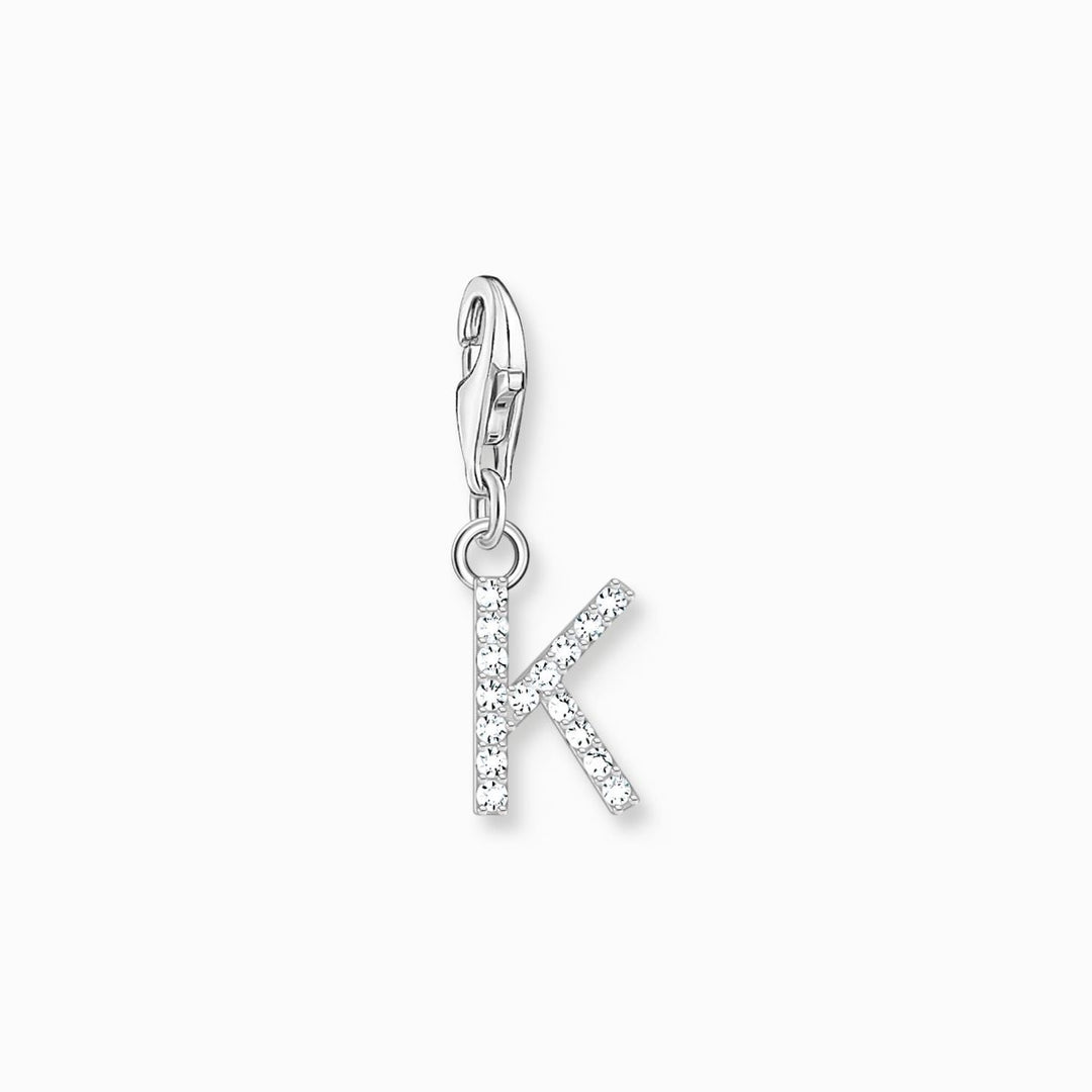 Thomas Sabo Letter K Charm Pendant - Silver with White Zirconia