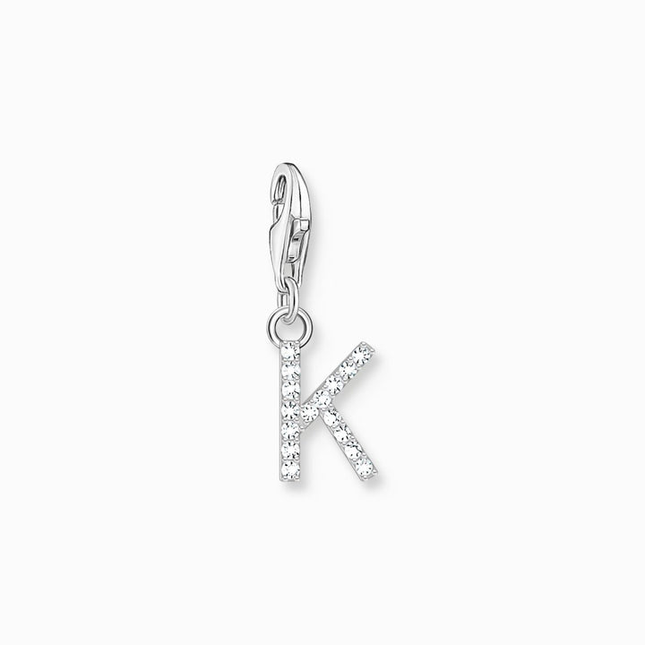 Thomas Sabo Letter K Charm Pendant - Silver with White Zirconia