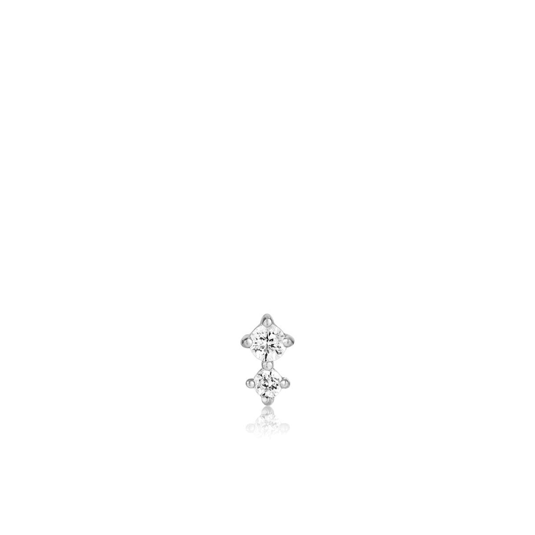 Ania Haie Double Sparkle Barbell Single Earring - Silver - E035-07H