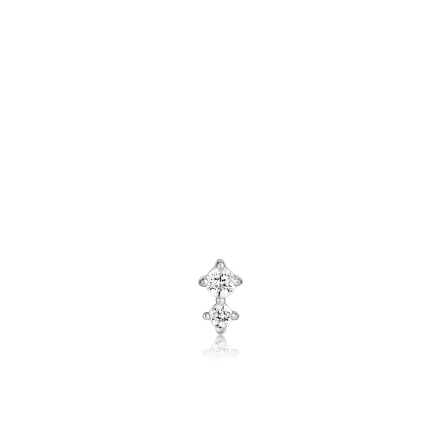 Ania Haie Double Sparkle Barbell Single Earring - Silver - E035-07H