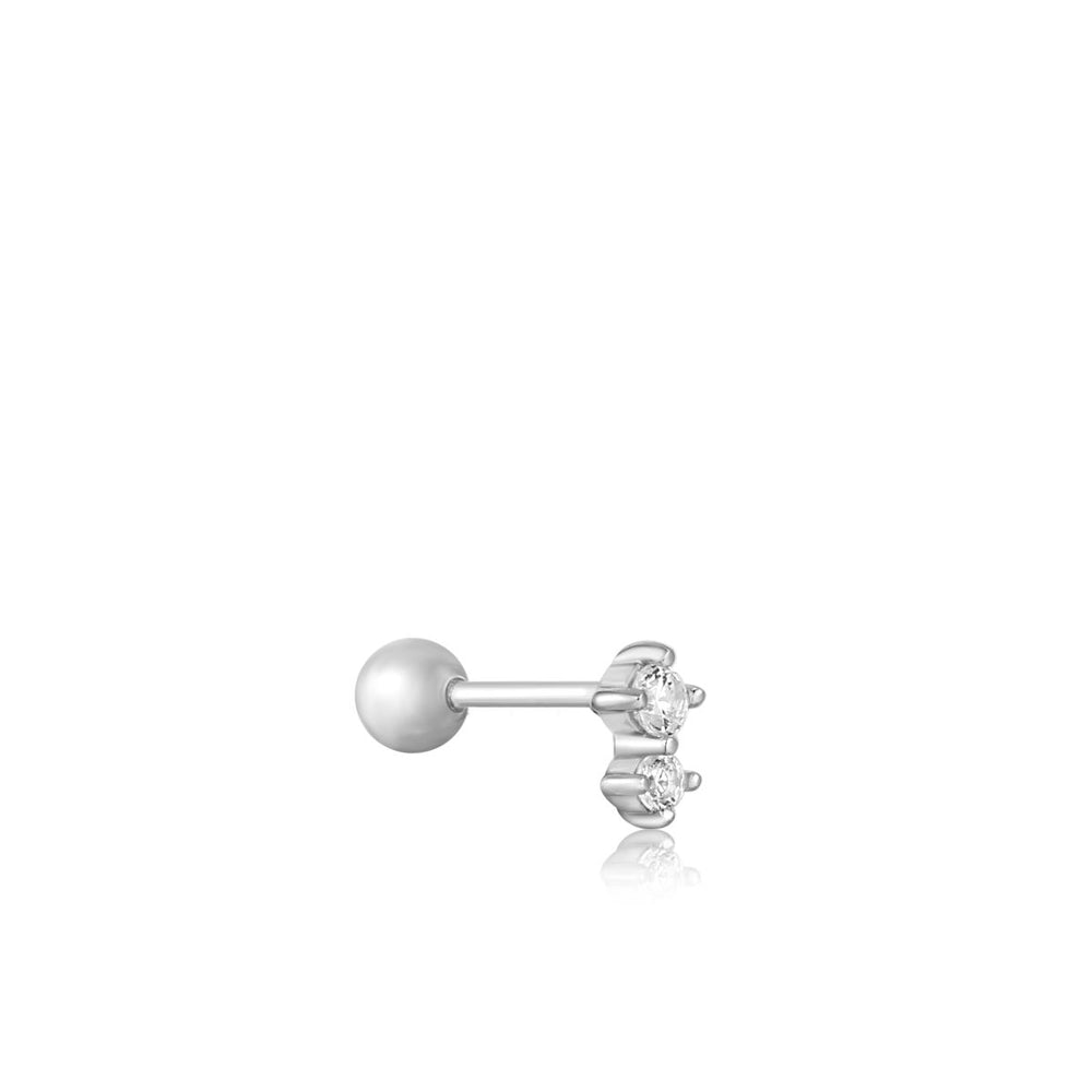 Ania Haie Double Sparkle Barbell Single Earring - Silver - E035-07H