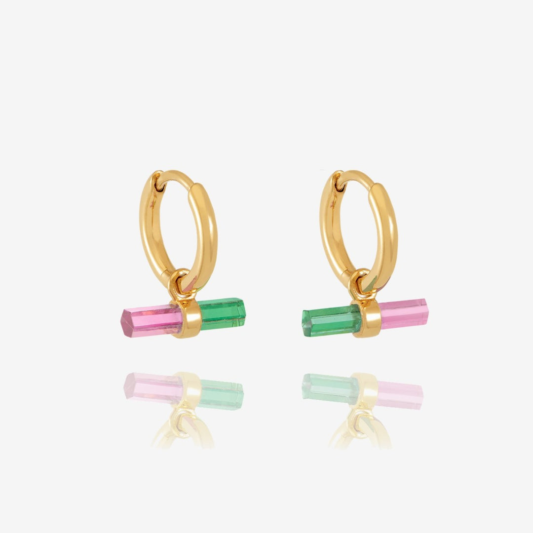 Rachel Jackson Watermelon T-Bar Huggie Hoop Earrings Gold TBE20WMGP