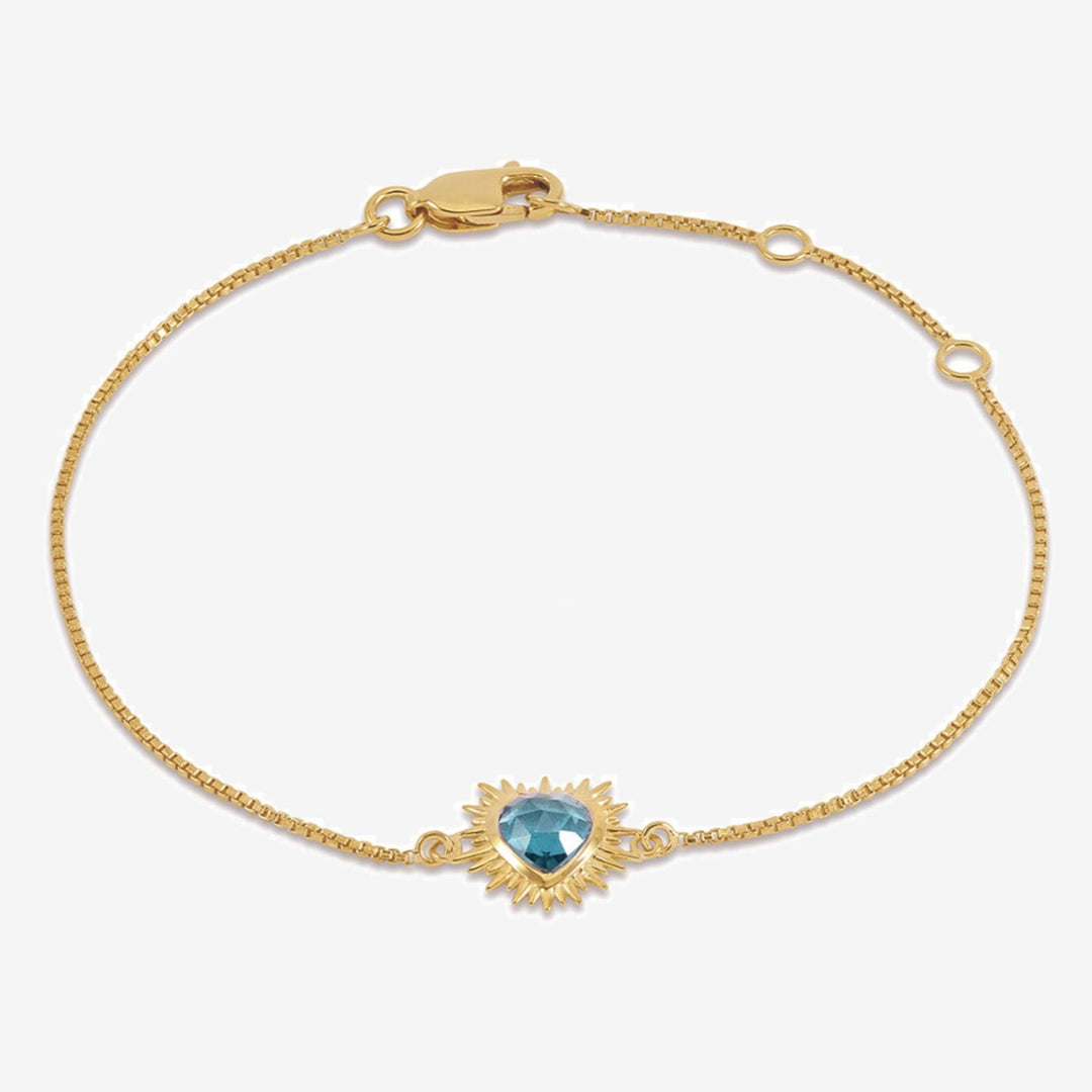 Rachel Jackson Personalised Electric Love Blue Topaz Heart Bracelet Gold EGHB1BTGP