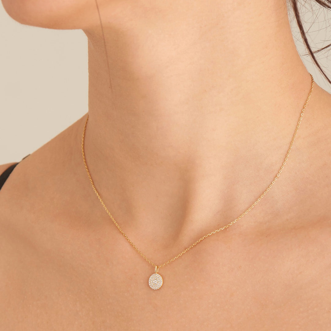 Ania Haie Glam Disc Pendant Necklace Gold Plated