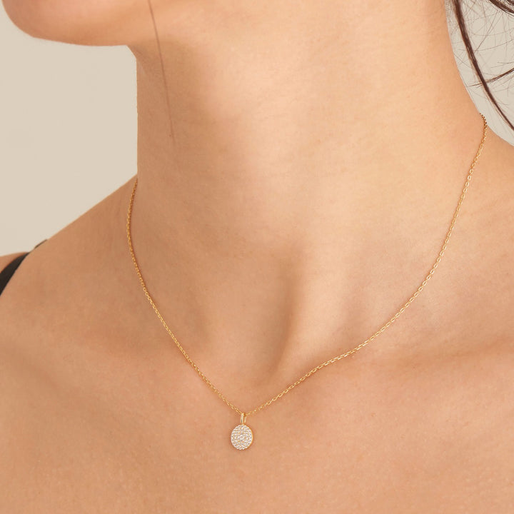 Ania Haie Glam Disc Pendant Necklace Gold Plated