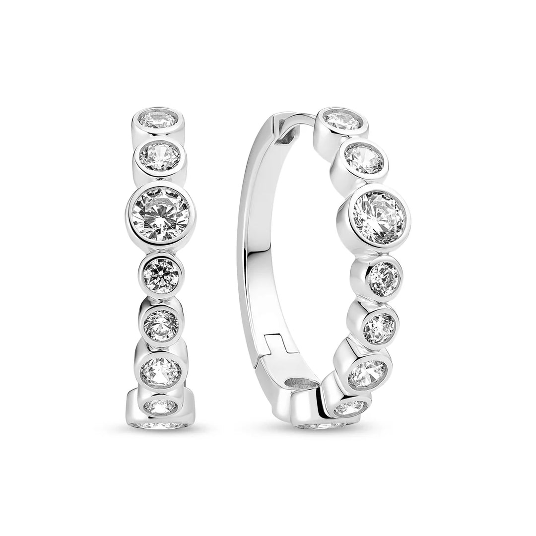 Sif Jakobs Sardinien Creolo Silver Earrings with White Zirconia