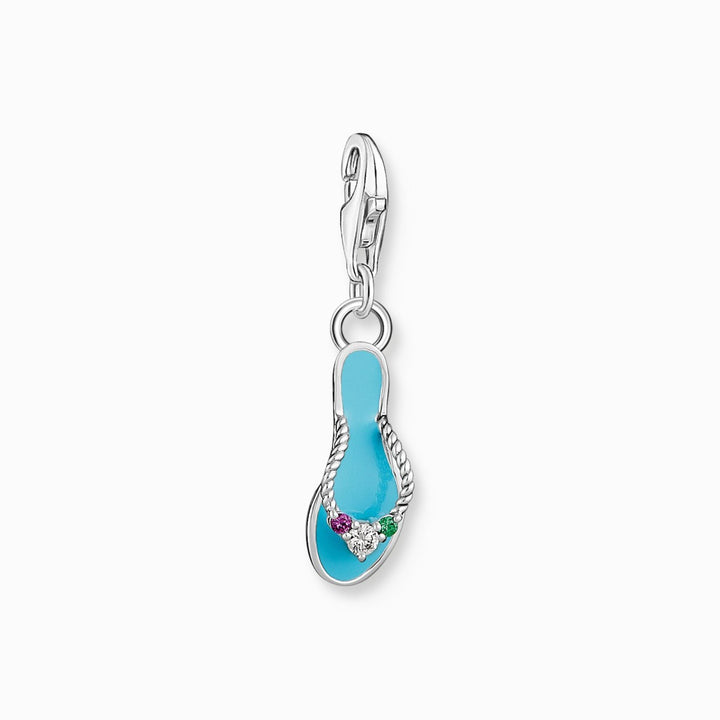Thomas Sabo Charm Pendant - Turquoise Flip Flop with Zirconia