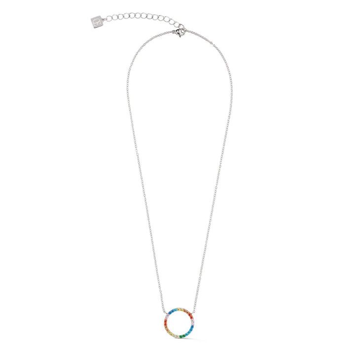 Coeur De Lion Sparkling Circle Silver Necklace -  Multicolour - 2057101517