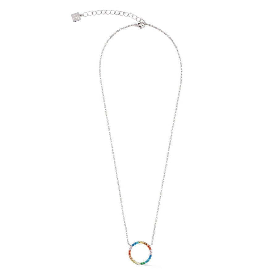 Coeur De Lion Sparkling Circle Silver Necklace -  Multicolour - 2057101517