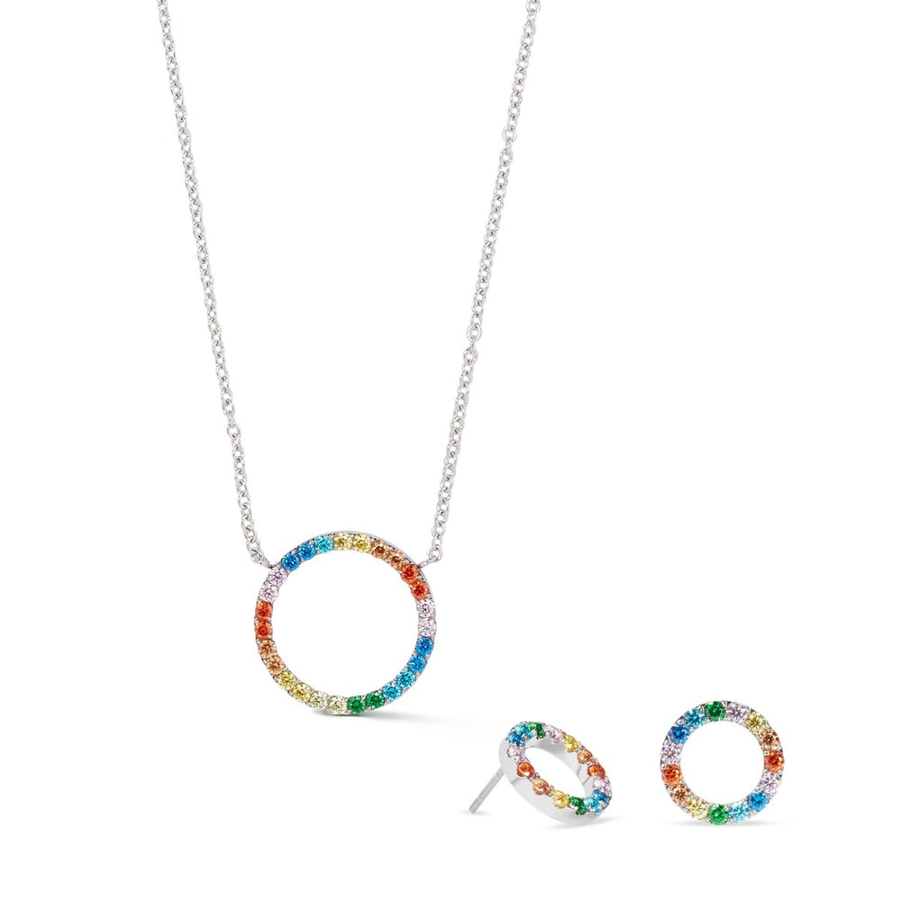 Coeur De Lion Sparkling Circle Silver Necklace -  Multicolour - 2057101517