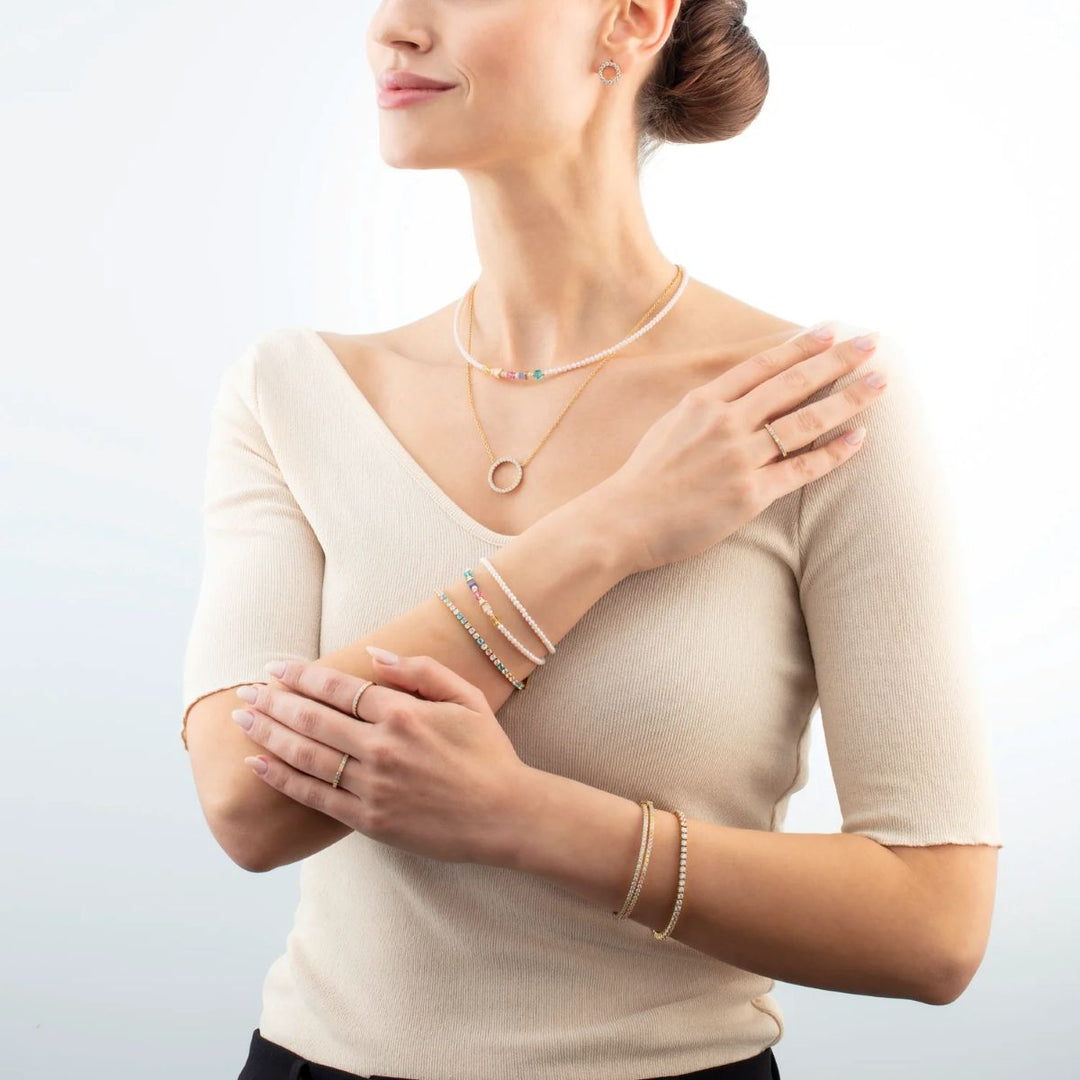 Coeur De Lion Sparkling Circle Necklace  - Gold - 2057101816