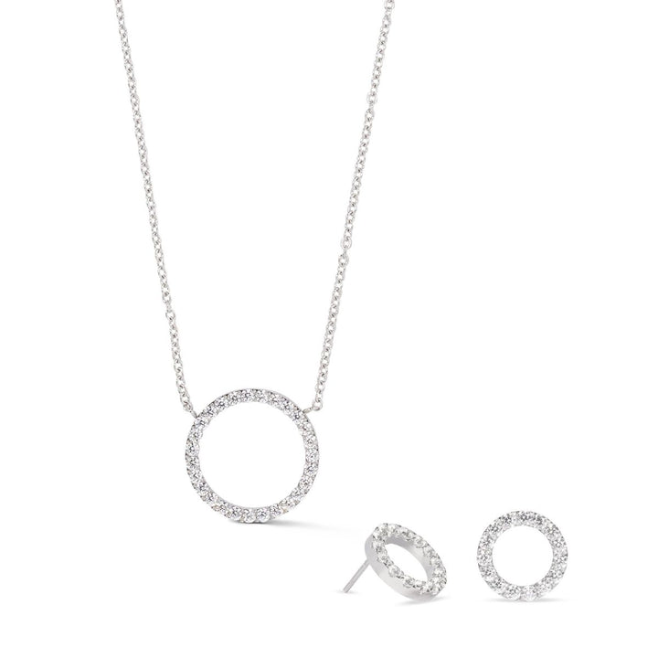 Coeur De Lion Sparkling Circle Earrings - Silver Crystal - 2057211817