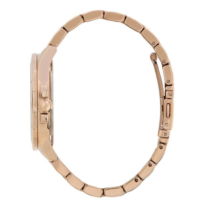 Olivia Burton Guilloche Metallic White & Carnation Gold Bracelet Watch