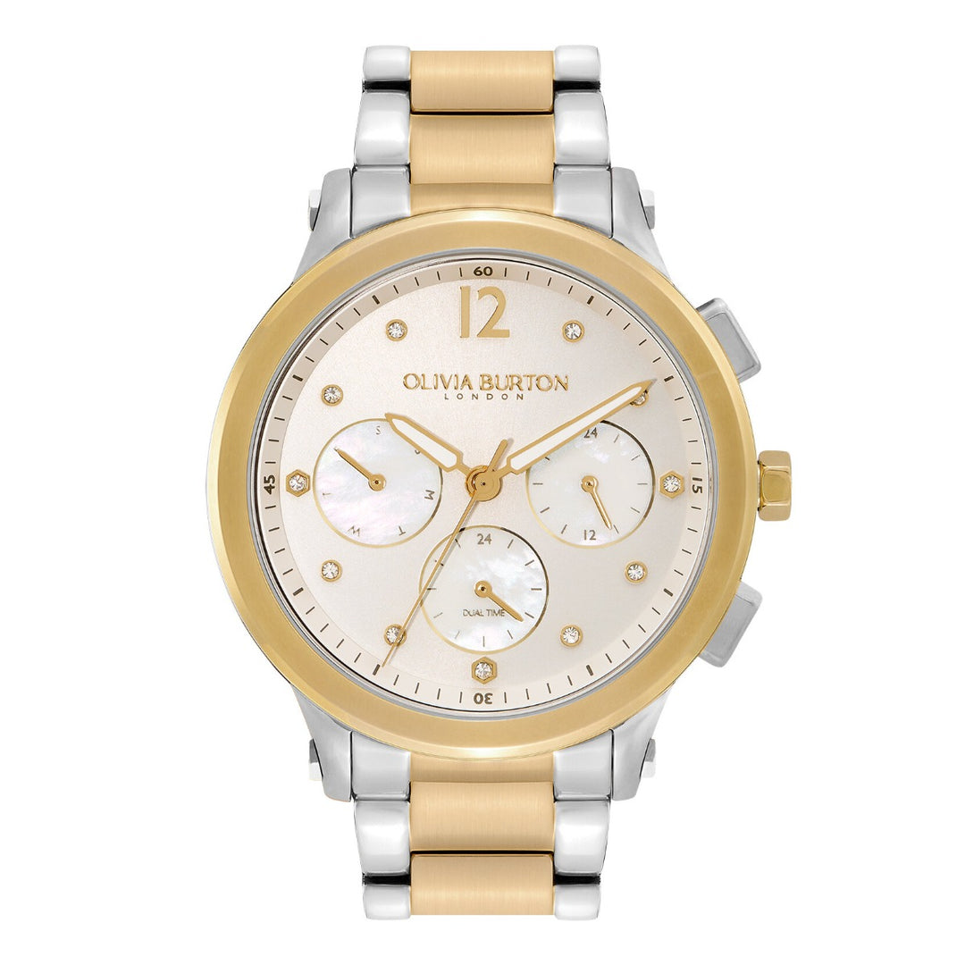 Olivia Burton Multi-Function Metallic White and Two Tone Bracelet Watch