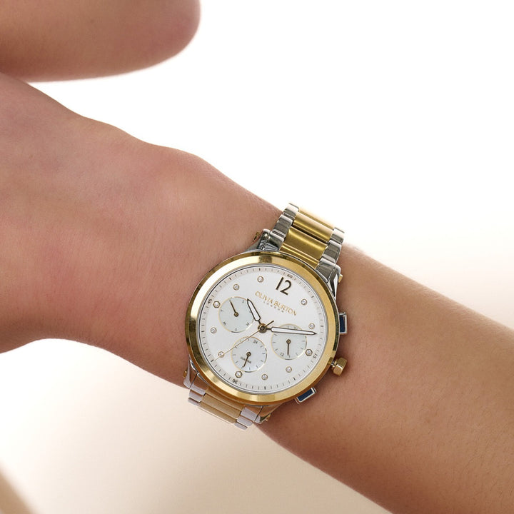Olivia Burton Multi-Function Metallic White and Two Tone Bracelet Watch