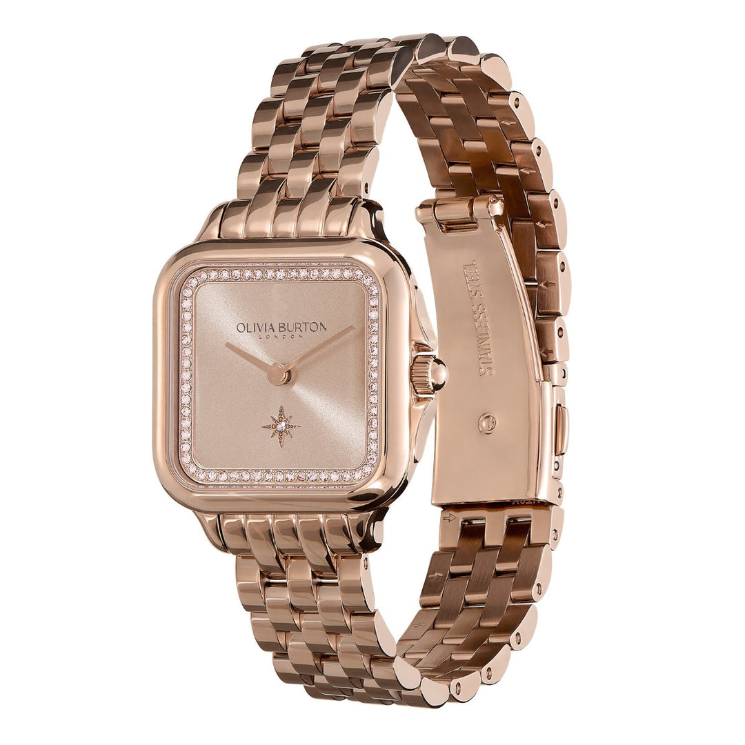 Olivia Burton Grosvenor Blush and Carnation Gold Bracelet Watch 24000085