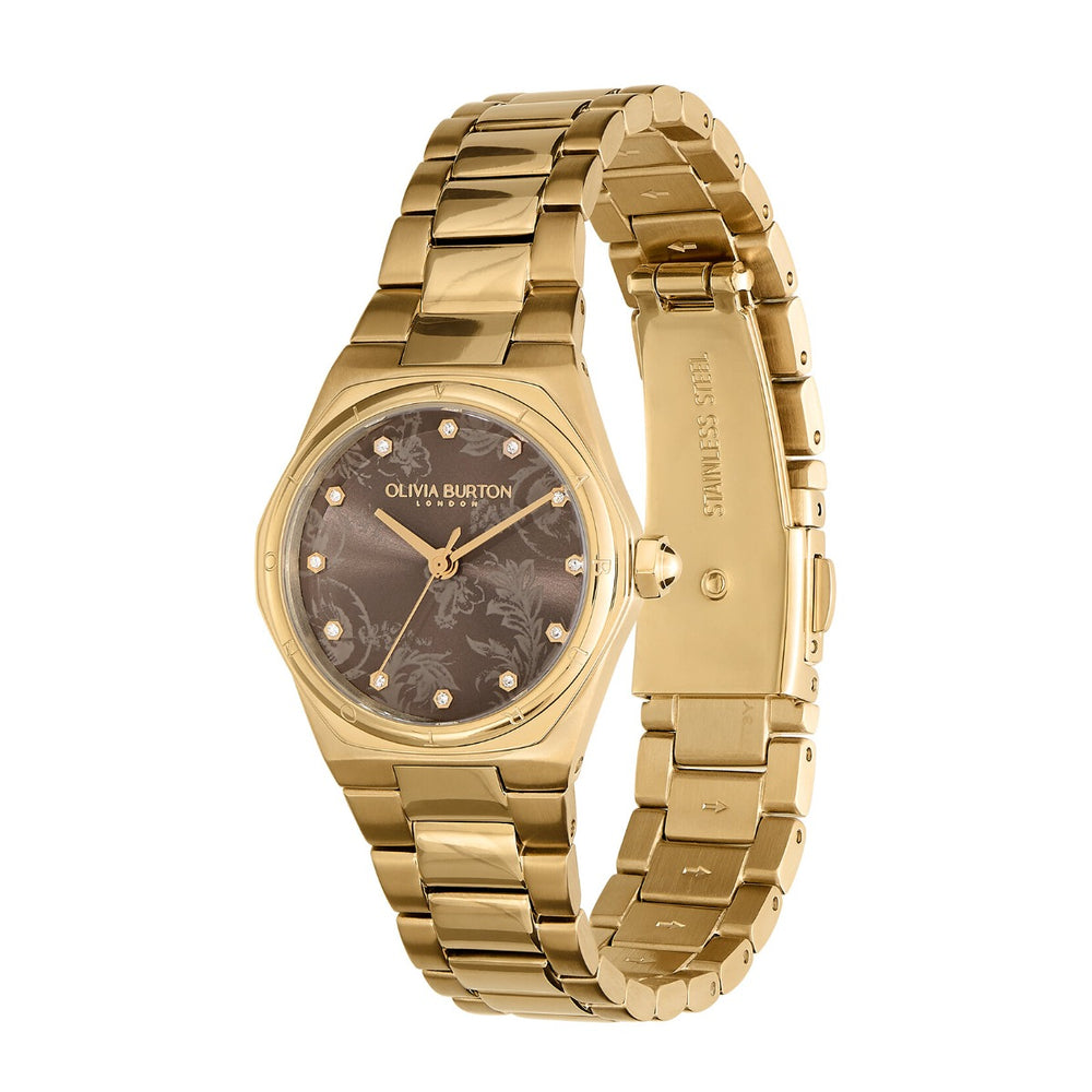 Olivia Burton Sports Luxe 28mm Mini Hexa Mushroom & Gold Bracelet Watch - 24000107