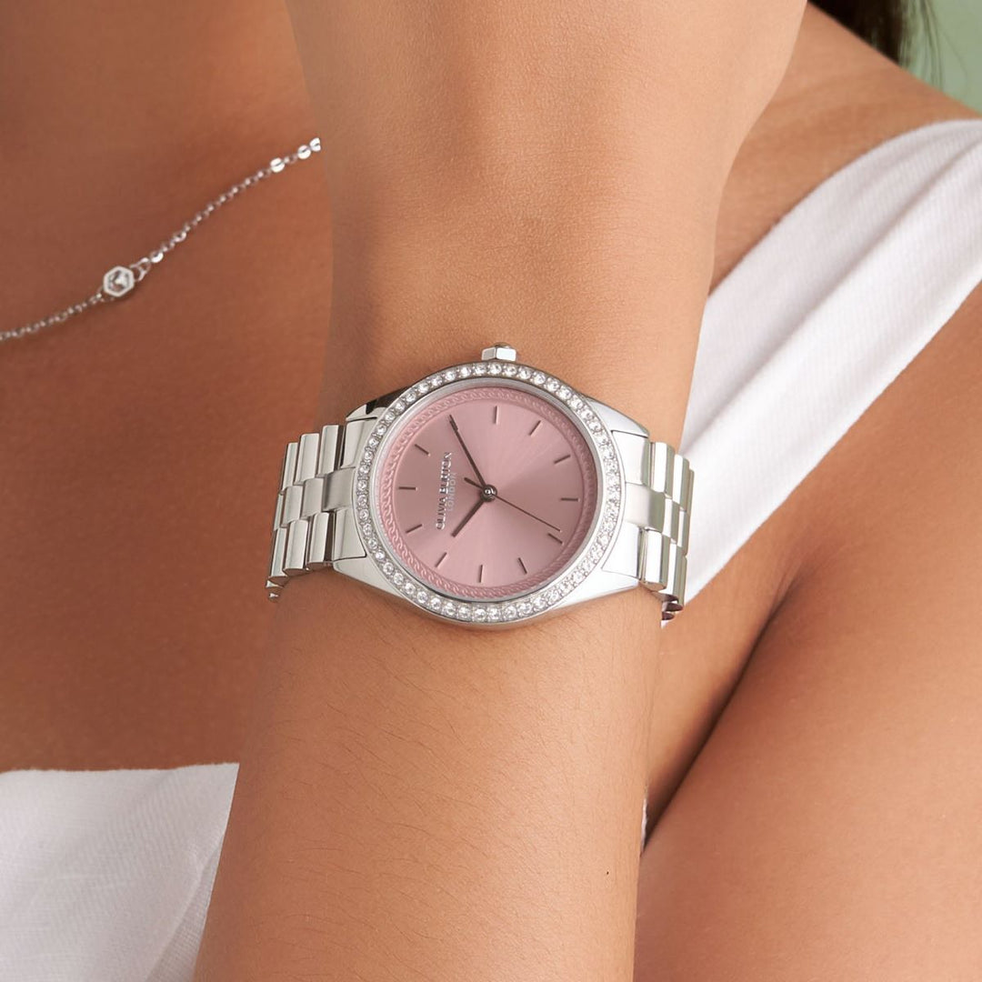 Olivia Burton Sports Luxe Mellow Rose and Silver Bracelet Watch - 24000134