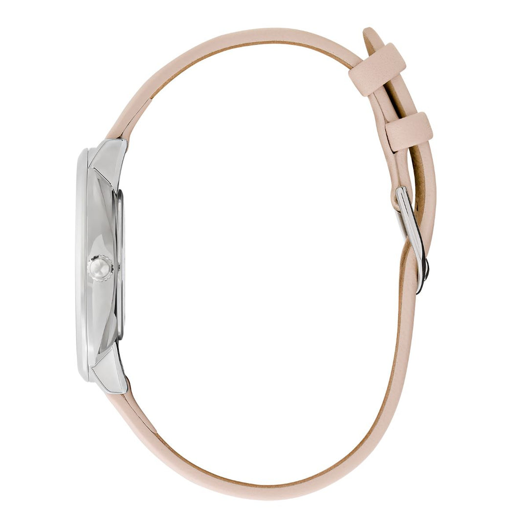 Olivia Burton Signature Butterfly Ultra Slim Silver and Nude Leather Strap Watch - 24000145