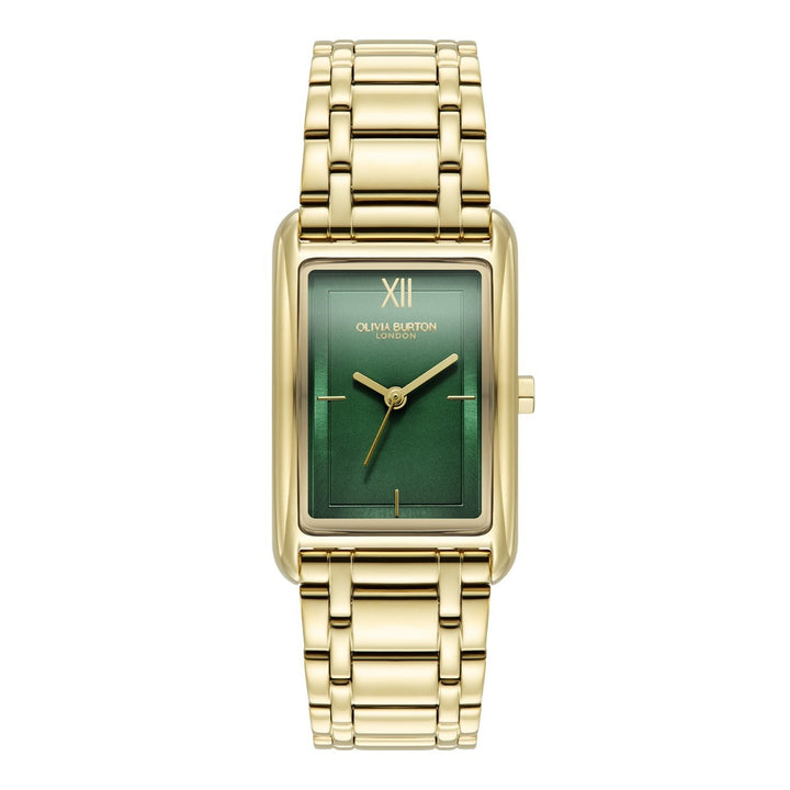 Olivia Burton Rectangular Grove Forest Green and Gold Bracelet Watch 24000195