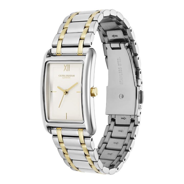 Olivia Burton Grove Rectangular White Two Tone Bracelet Watch 24000197