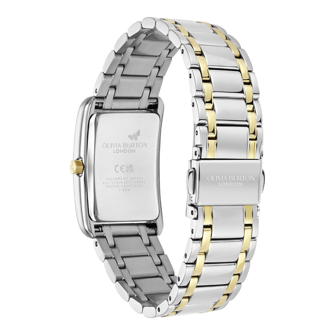 Olivia Burton Grove Rectangular White Two Tone Bracelet Watch 24000197