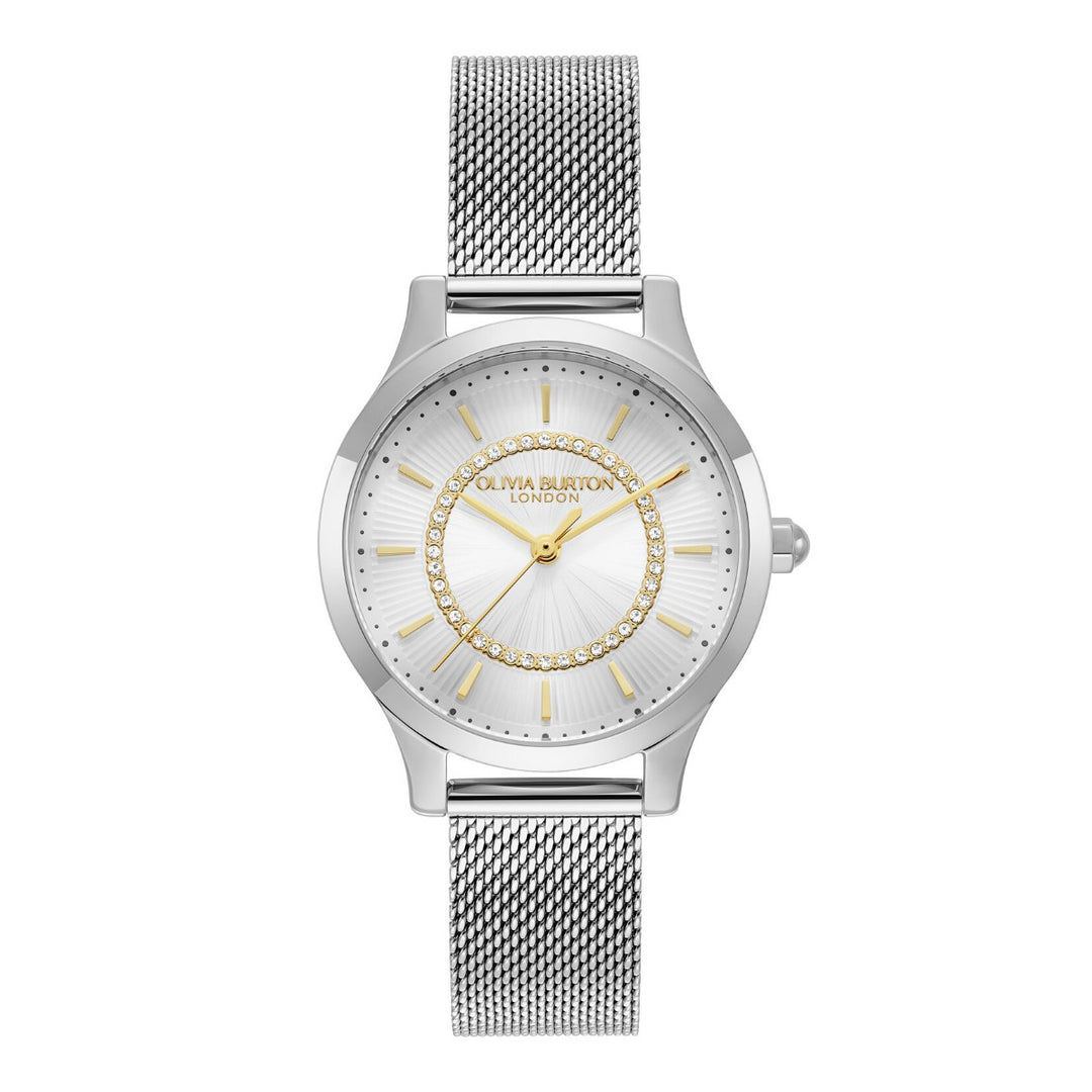 Olivia Burton Wonderlust White and Silver Mesh Watch 24000212
