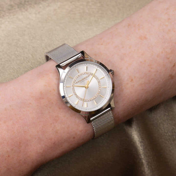 Olivia Burton Wonderlust White and Silver Mesh Watch 24000212