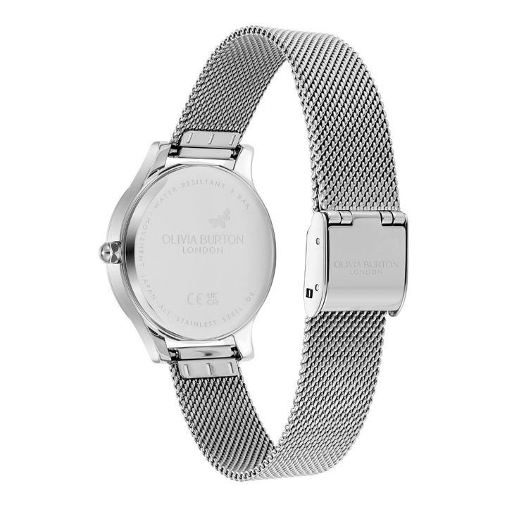 Olivia Burton Wonderlust White and Silver Mesh Watch 24000212