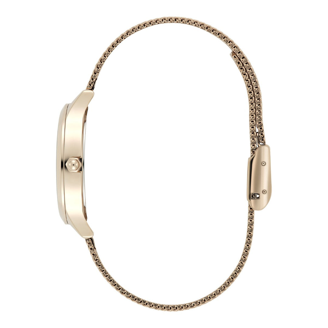 Olivia Burton White and Rose Gold Mesh Watch 24000213