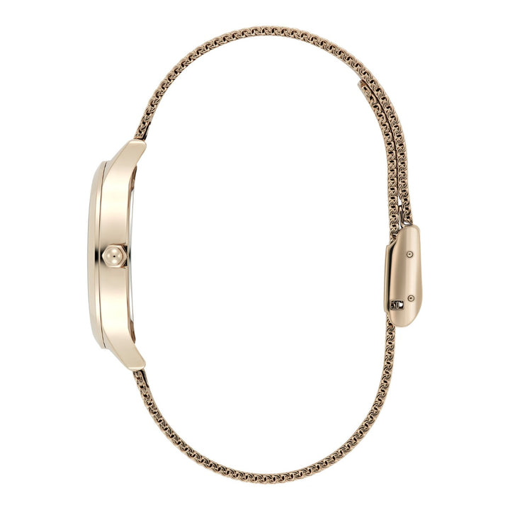 Olivia Burton White and Rose Gold Mesh Watch 24000213