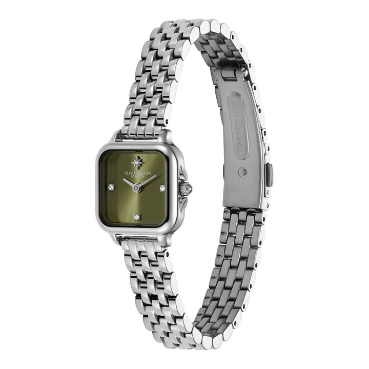 Olivia Burton Mini Grosvenor Sage Green and Silver Bracelet Watch - 24000255